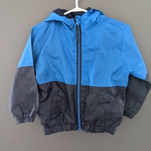 Blue hooded windbreaker zip up jacket
